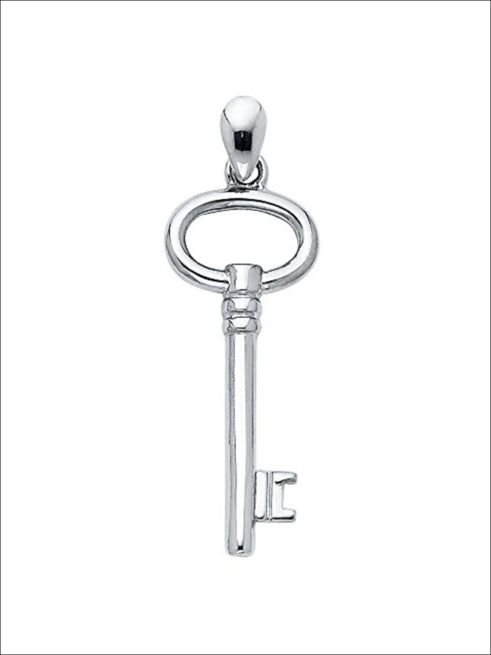 14k REAL White Gold Key to My Heart Charm Pendant